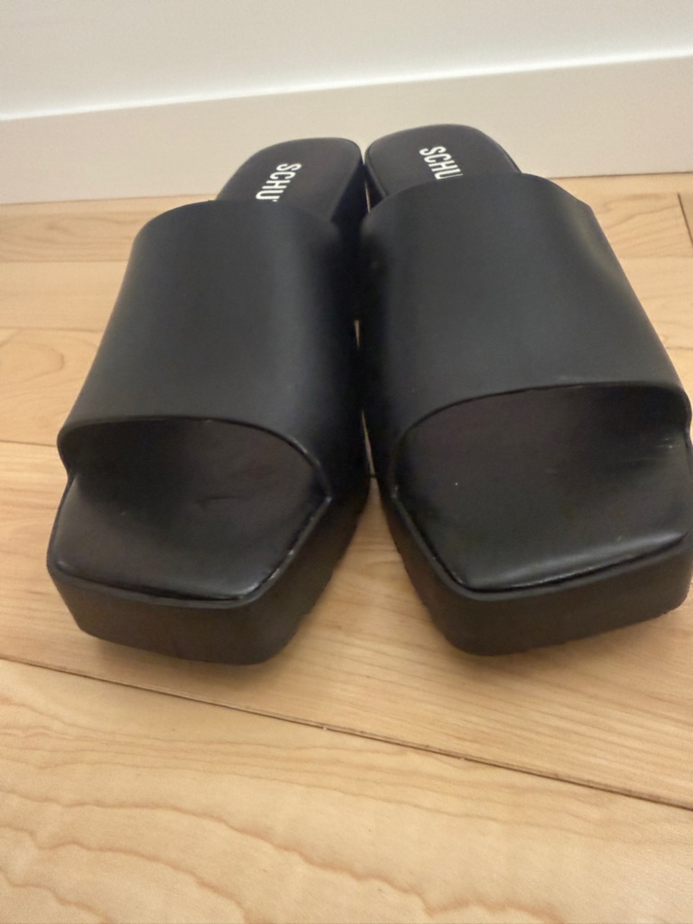 Schutz Mizzy Black Rubberized Platform Slide Sandals - NWOB Size: 8B (US) - Picture 6 of 10